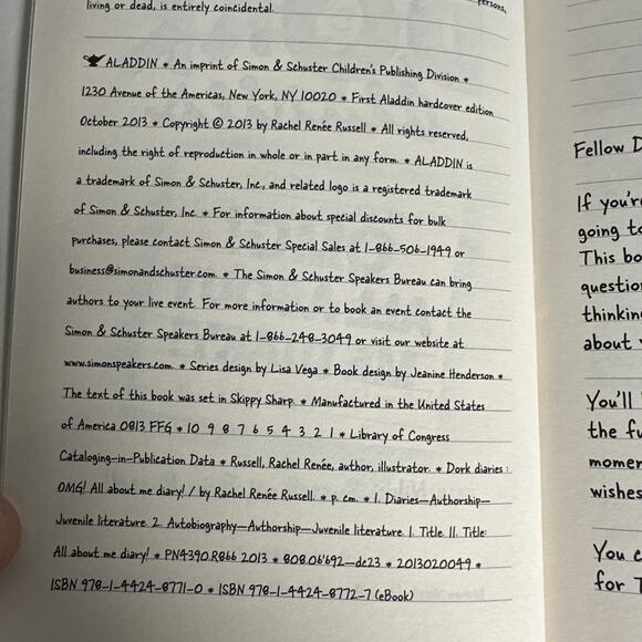 Dork Diaries OMG!: All About Me Diary! - Hardcover - GOOD - Picture 7 of 7